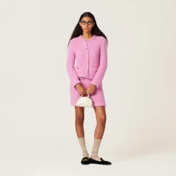 Pink Cashmere And Silk Knit Cardigan | Miu Miu