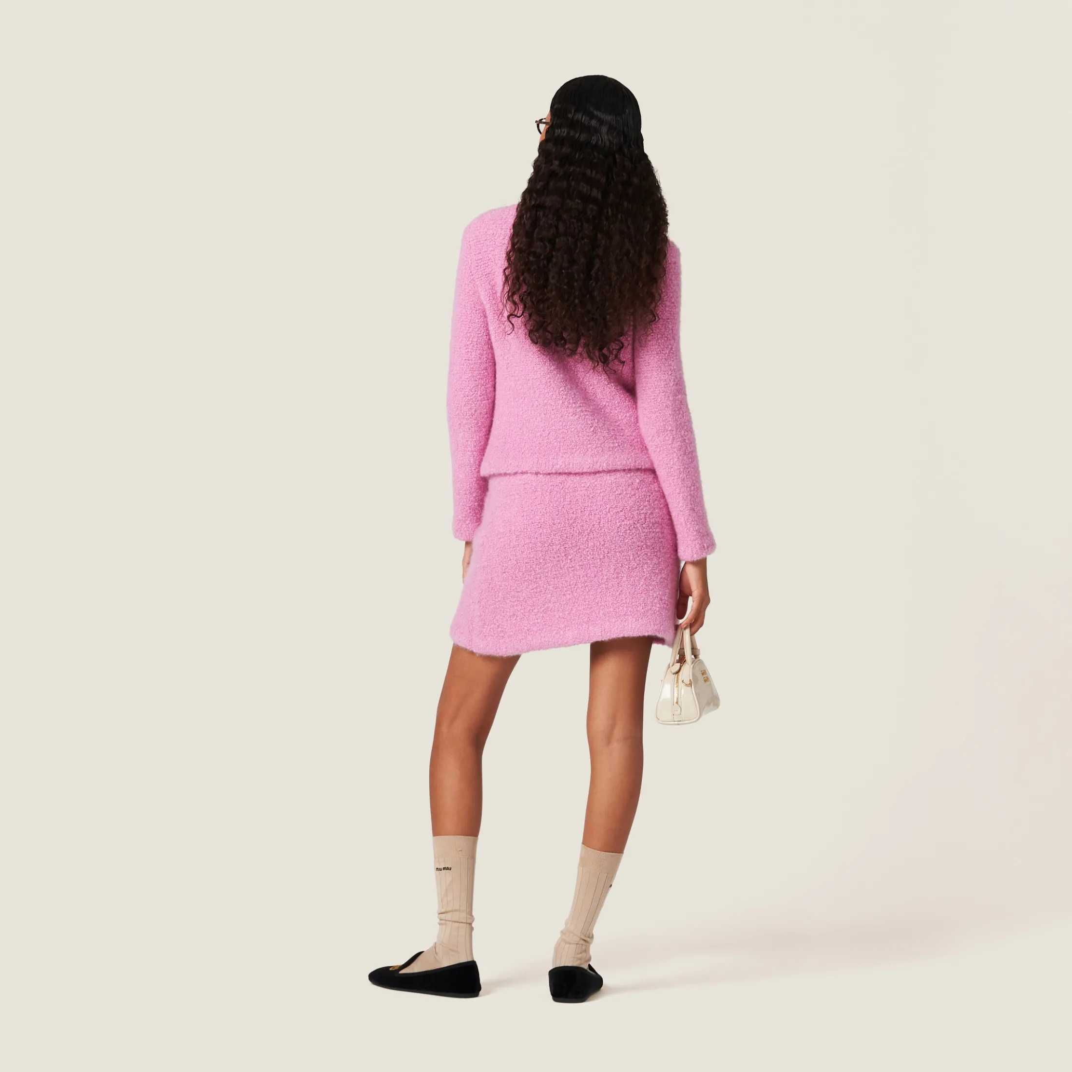 Pink Cashmere And Silk Knit Cardigan | Miu Miu