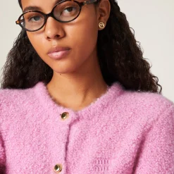 Pink Cashmere And Silk Knit Cardigan | Miu Miu