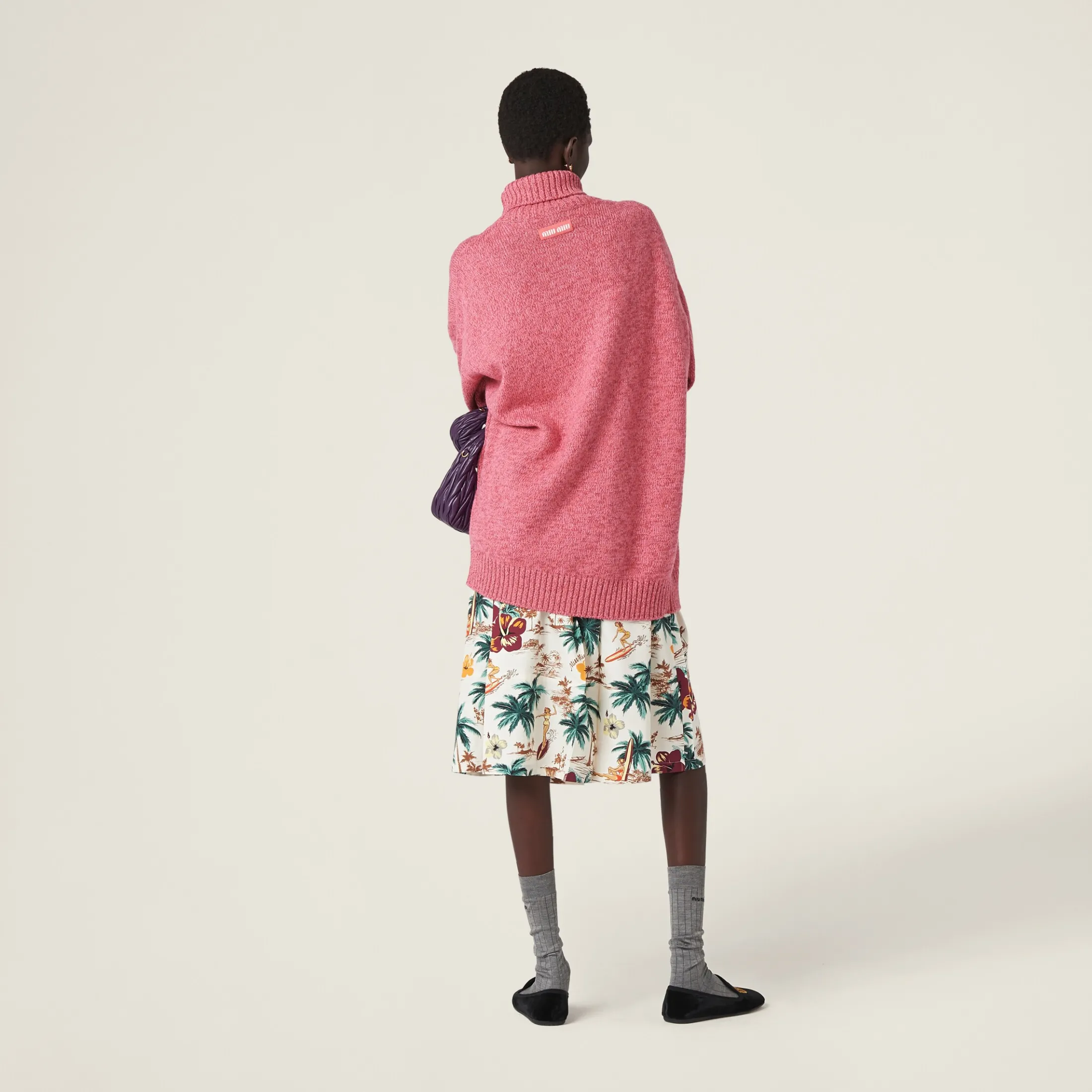 Pink Cashmere Wool Turtleneck Dress | Miu Miu