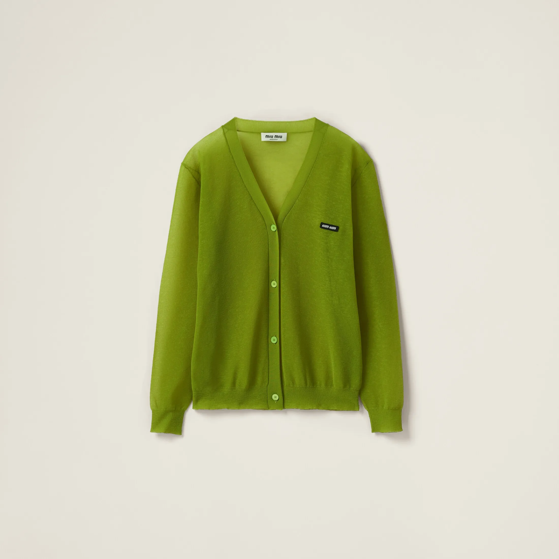 Pistachio Green Nylon Cardigan | Miu Miu