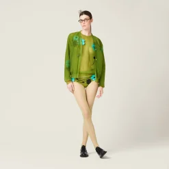 Pistachio Green Nylon Cardigan | Miu Miu