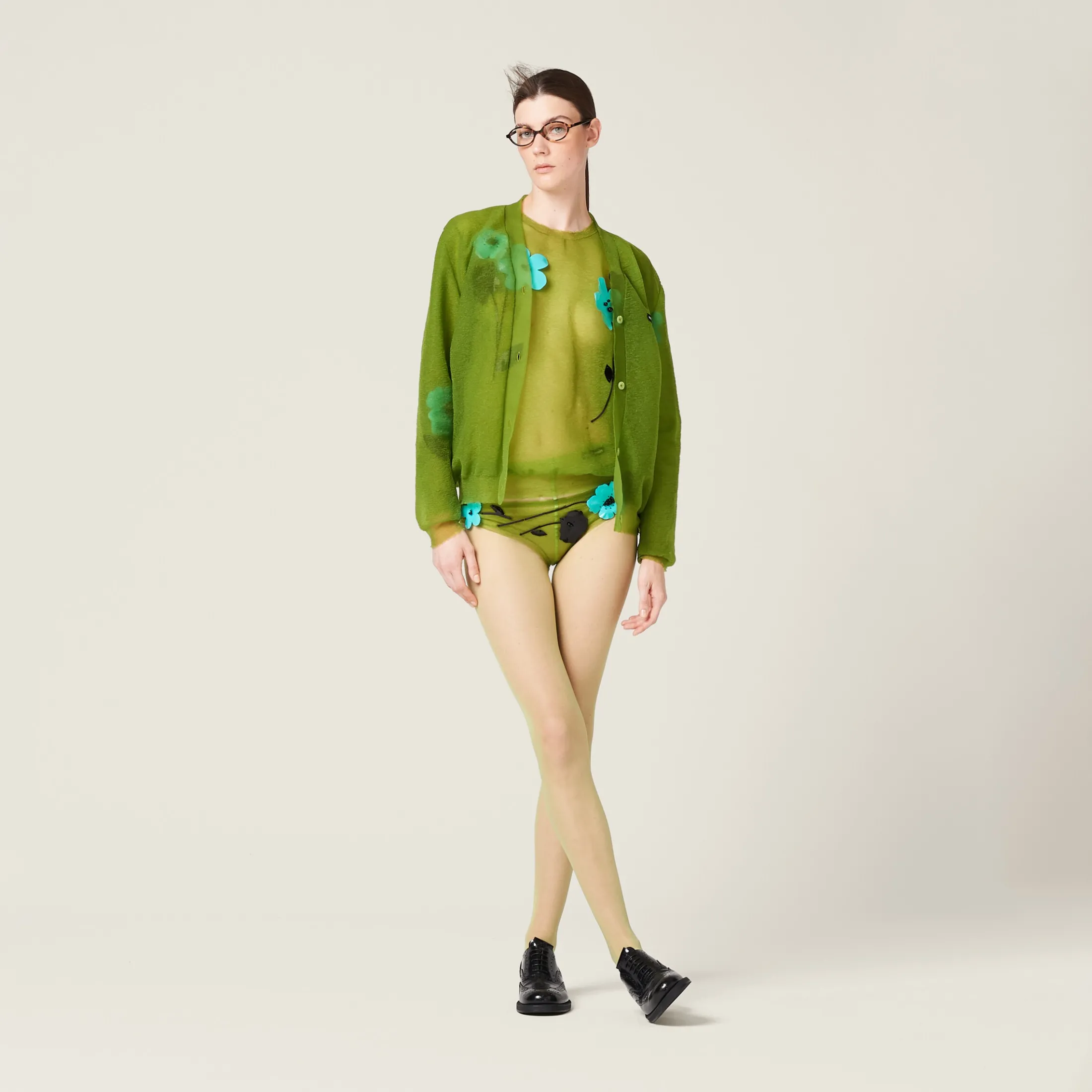 Pistachio Green Nylon Cardigan | Miu Miu