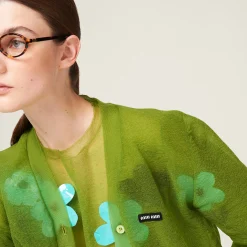 Pistachio Green Nylon Cardigan | Miu Miu