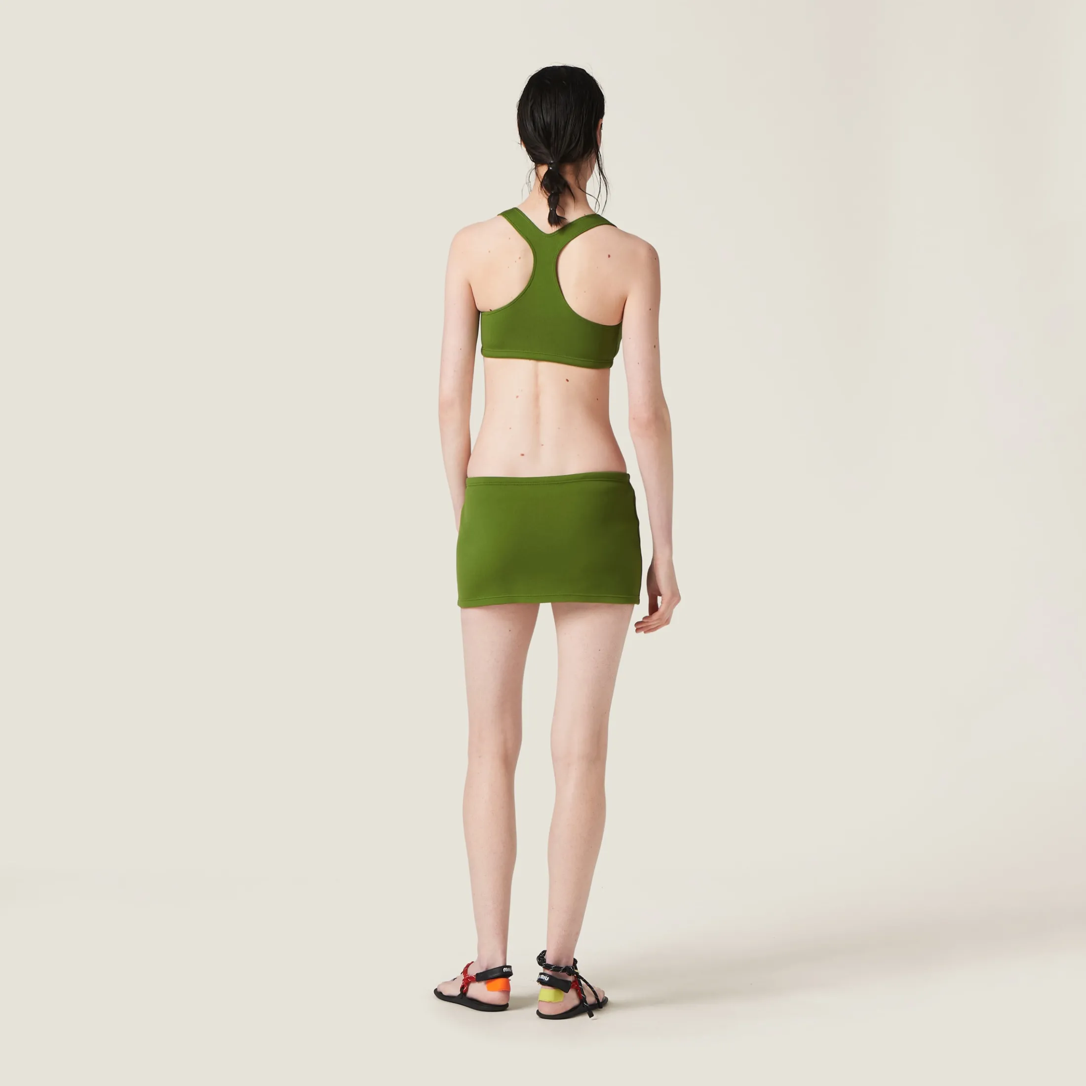 Pistachio Green Nylon Miniskirt | Miu Miu