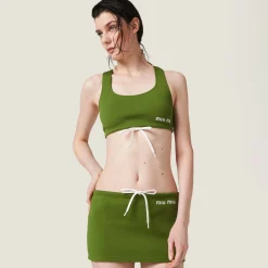 Pistachio Green Nylon Miniskirt | Miu Miu