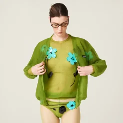 Pistachio Green Nylon Sweater | Miu Miu