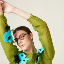 Pistachio Green Nylon Sweater | Miu Miu