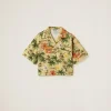 Pistachio Green Printed Silk Shirt | Miu Miu