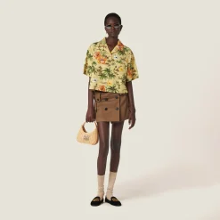 Pistachio Green Printed Silk Shirt | Miu Miu