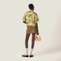 Pistachio Green Printed Silk Shirt | Miu Miu