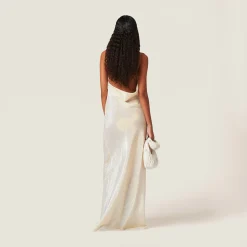Platinum Long Mesh Dress | Miu Miu