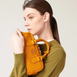 Pomegranate Yellow Arcadie Leather Bag | Miu Miu
