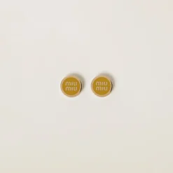 Pomegranate Yellow Enameled Metal Earrings | Miu Miu