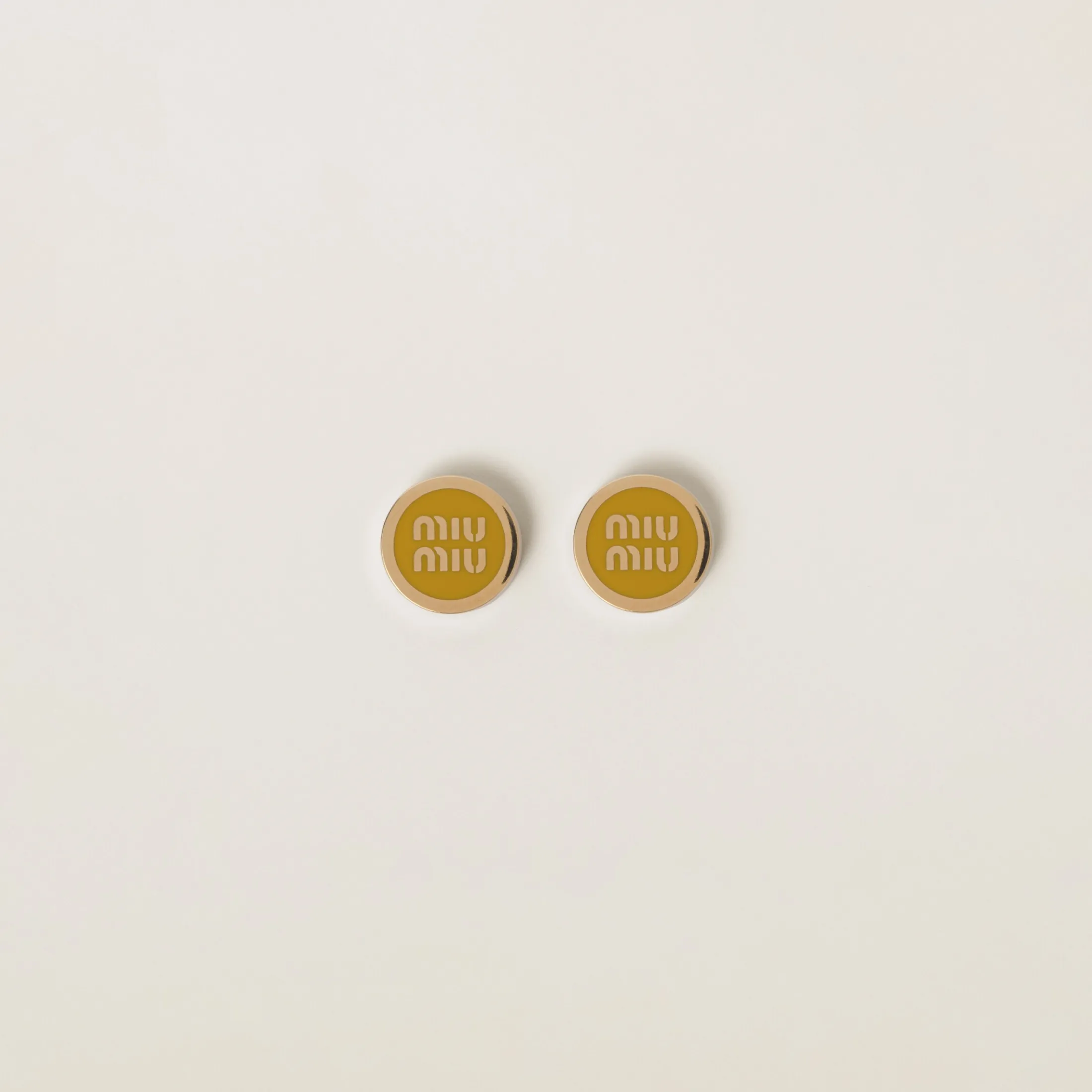 Pomegranate Yellow Enameled Metal Earrings | Miu Miu