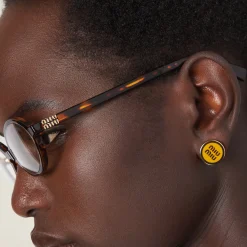 Pomegranate Yellow Enameled Metal Earrings | Miu Miu