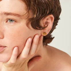 Pomegranate Yellow Enameled Metal Earrings | Miu Miu