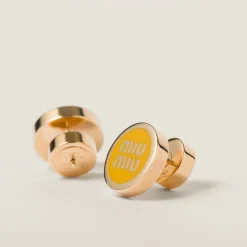 Pomegranate Yellow Enameled Metal Earrings | Miu Miu
