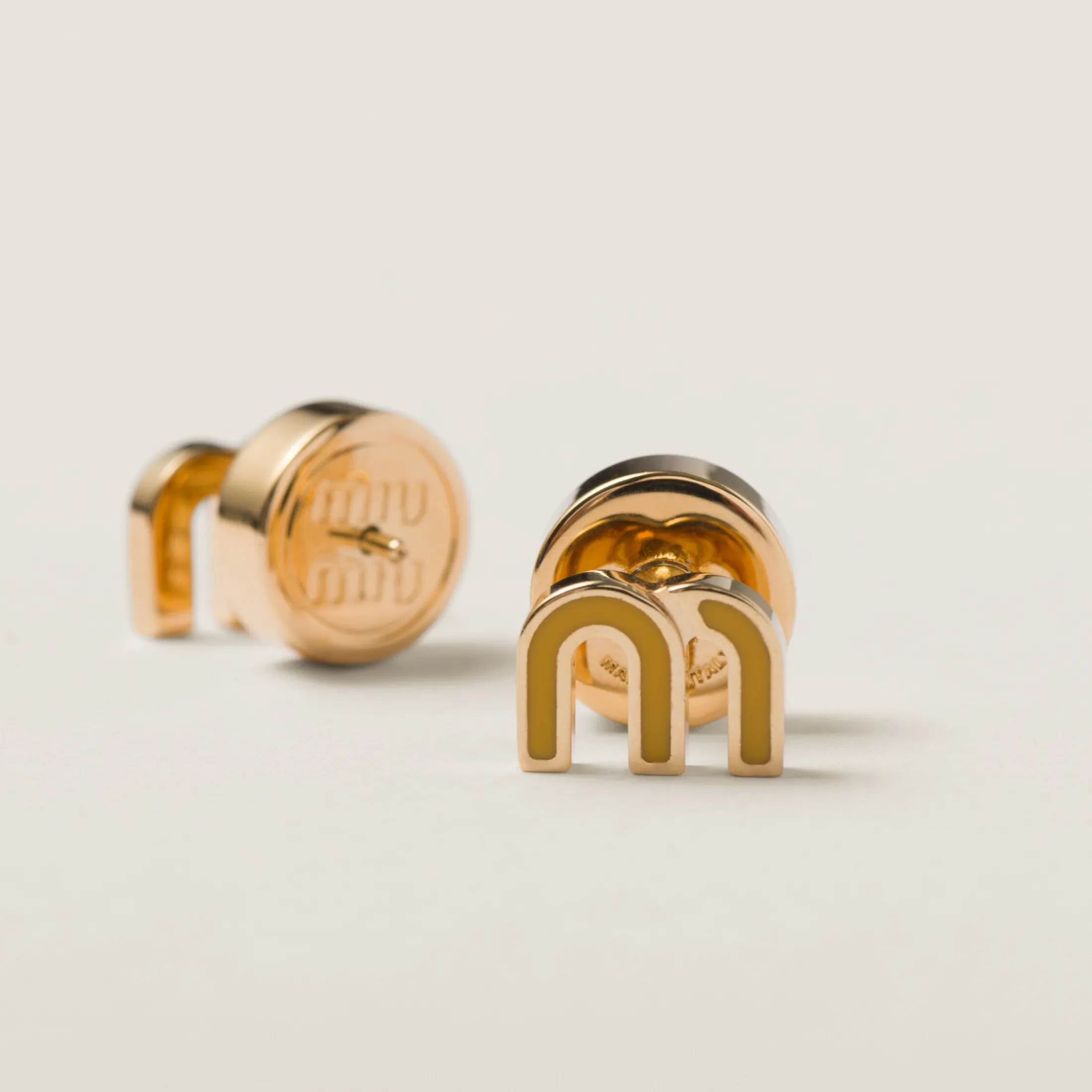 Pomegranate Yellow Enameled Metal Earrings | Miu Miu