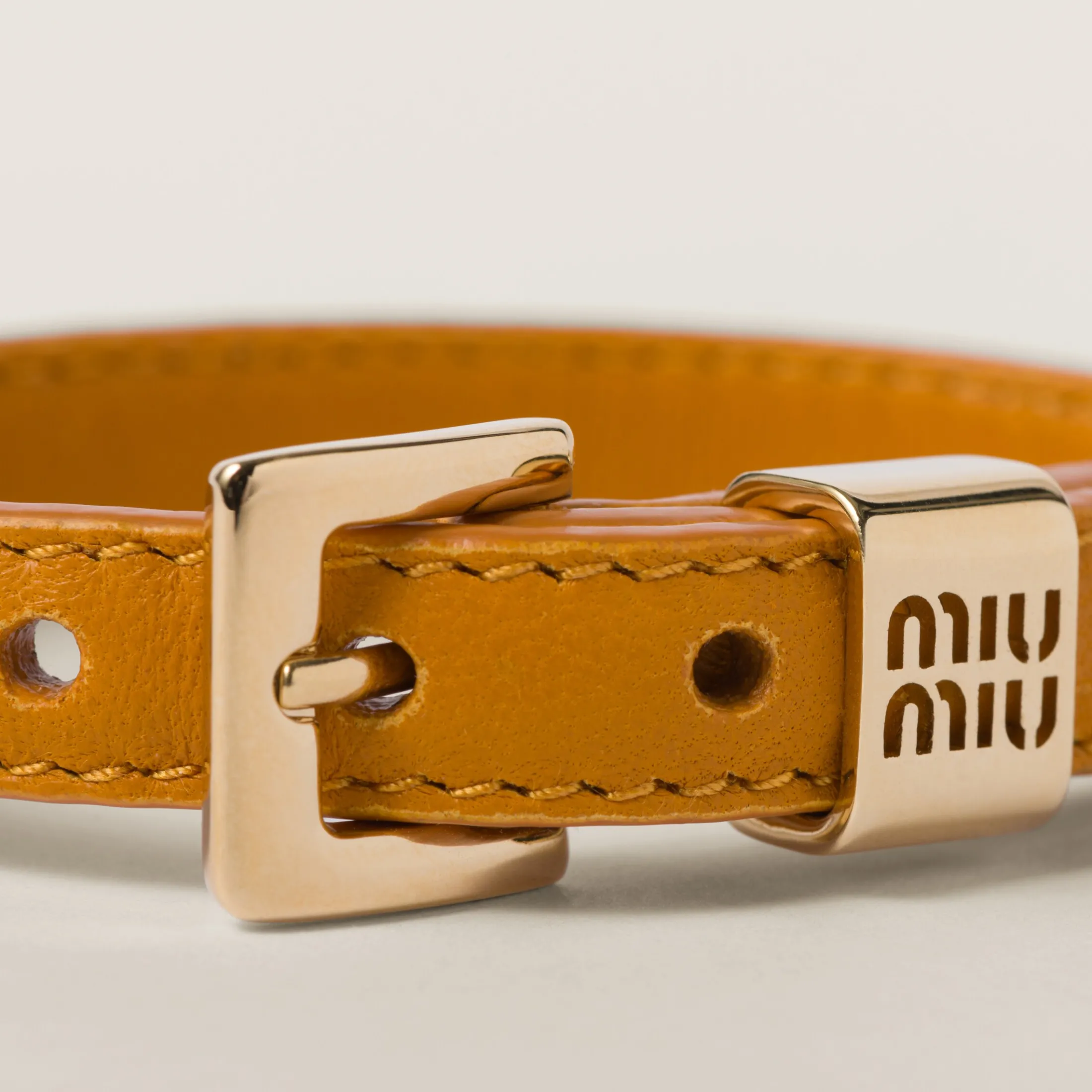 Pomegranate Yellow Leather Bracelet | Miu Miu