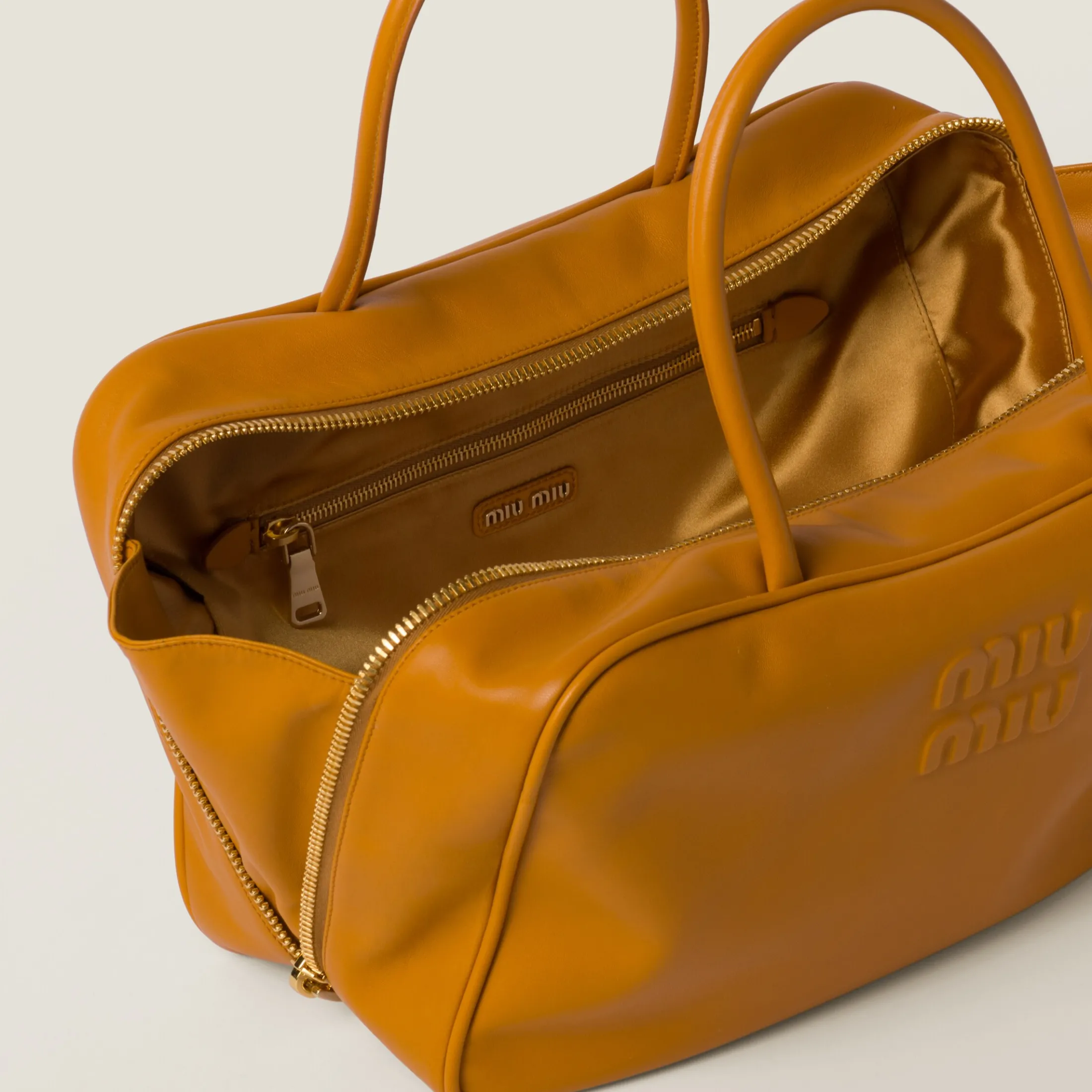 Pomegranate Yellow Leather Top-handle Bag | Miu Miu
