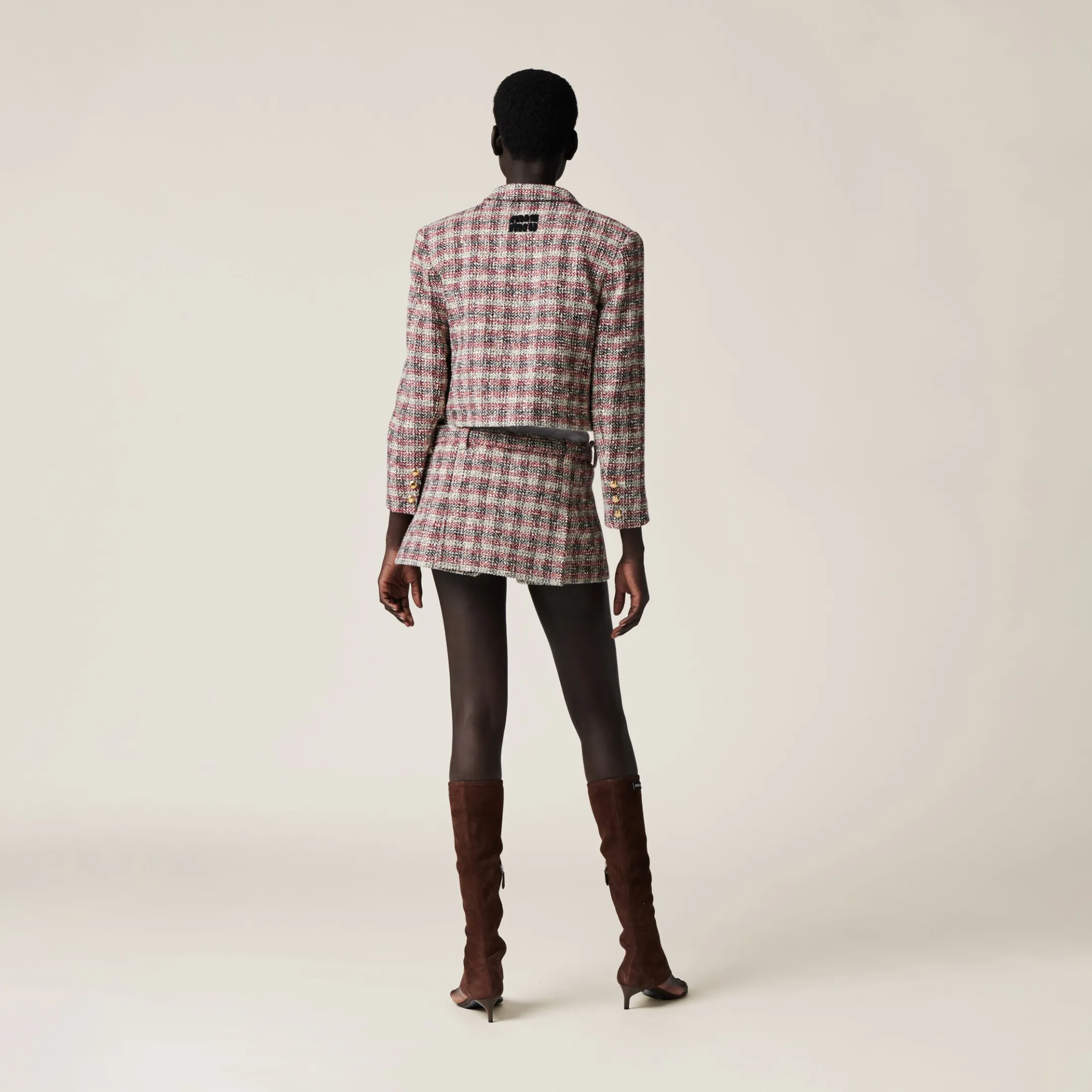 Pomegranate Yellow/red Check Miniskirt | Miu Miu