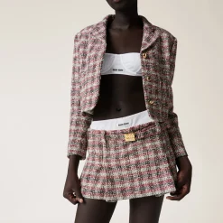 Pomegranate Yellow/red Check Miniskirt | Miu Miu