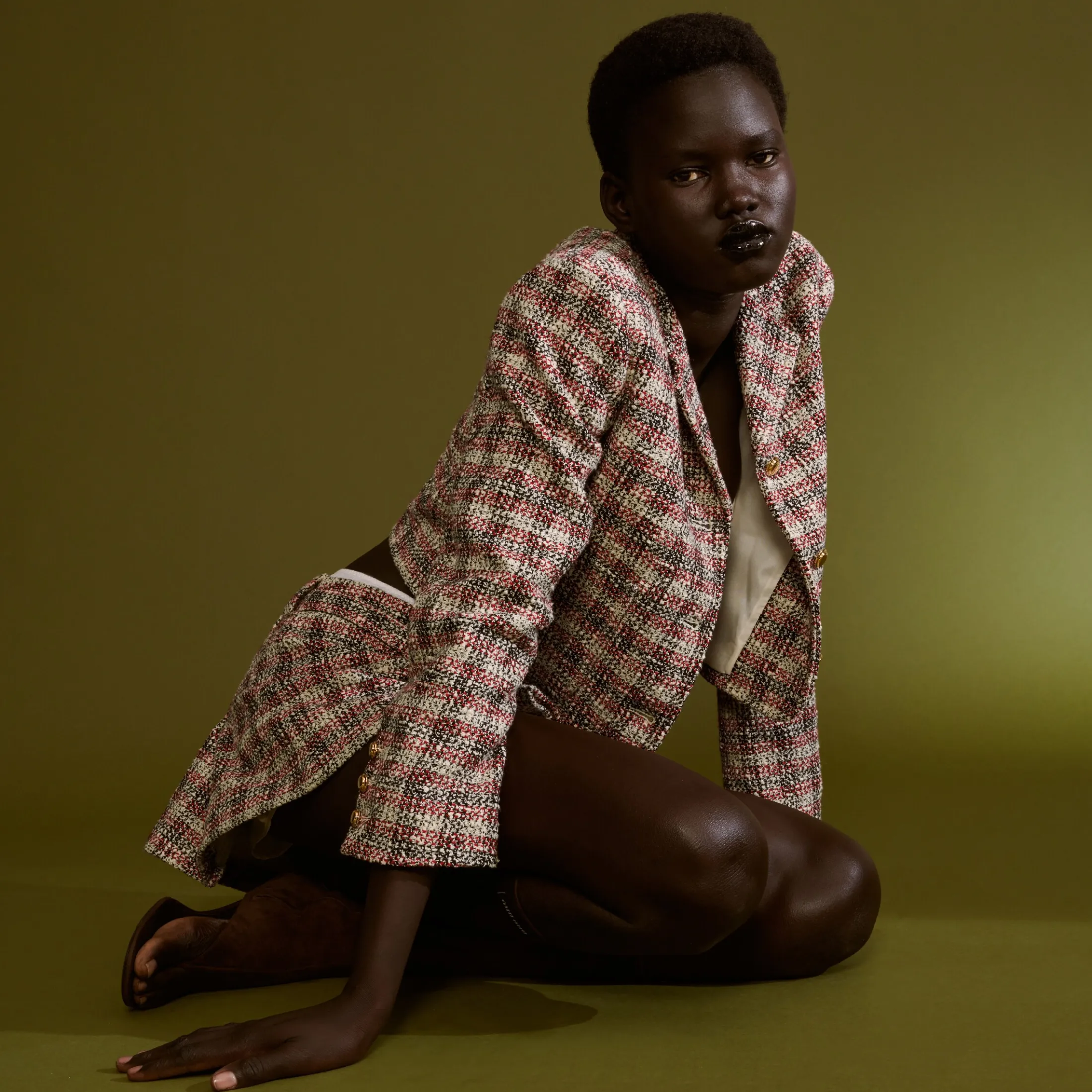 Pomegranate Yellow/red Check Miniskirt | Miu Miu