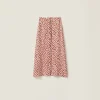 Pomegranate Yellow/red Heart Print Crepe De Chine Skirt | Miu Miu