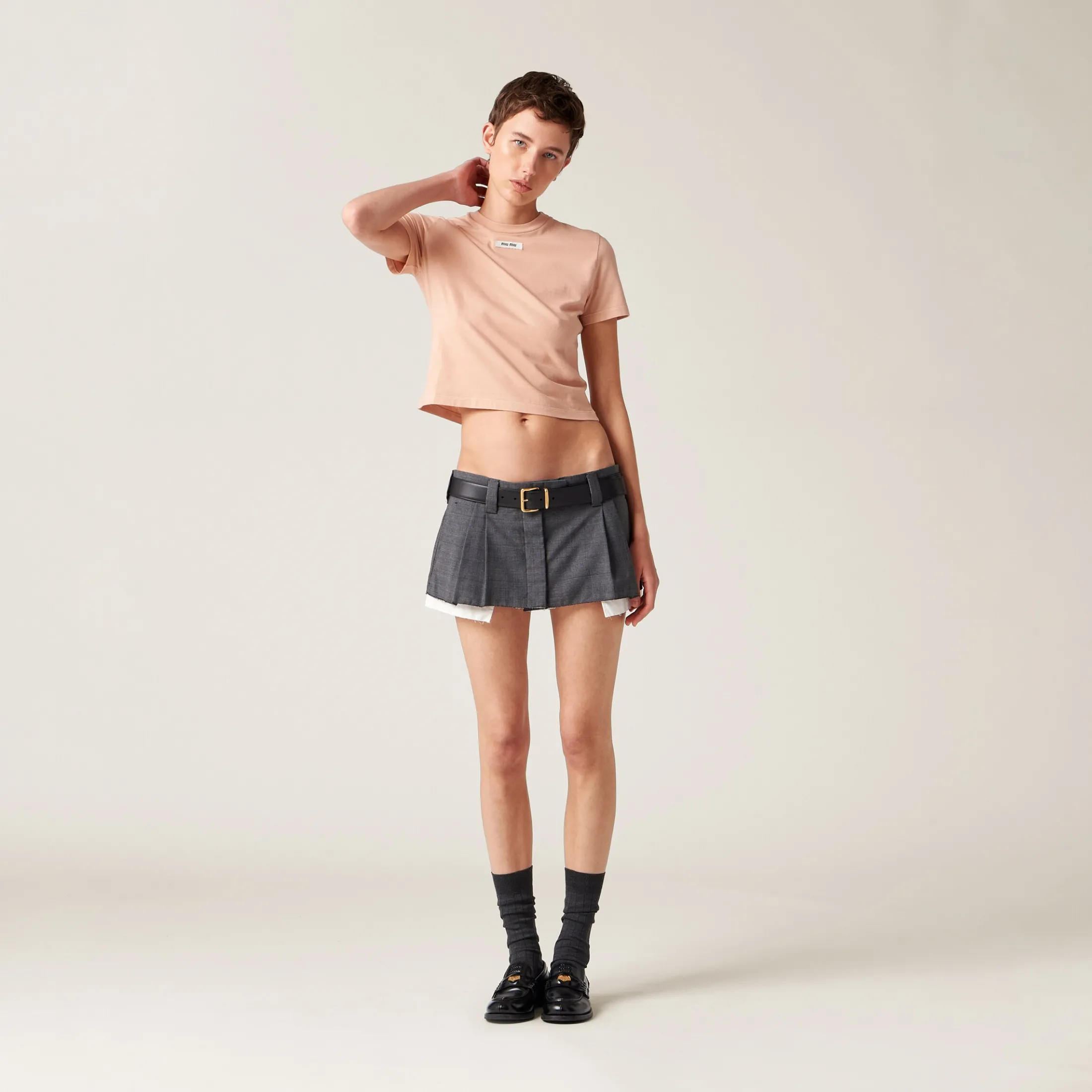 Powder Pink Cotton T-shirt | Miu Miu