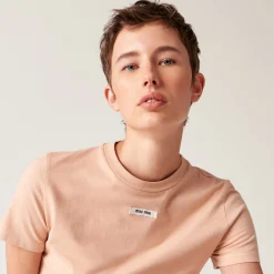 Powder Pink Cotton T-shirt | Miu Miu