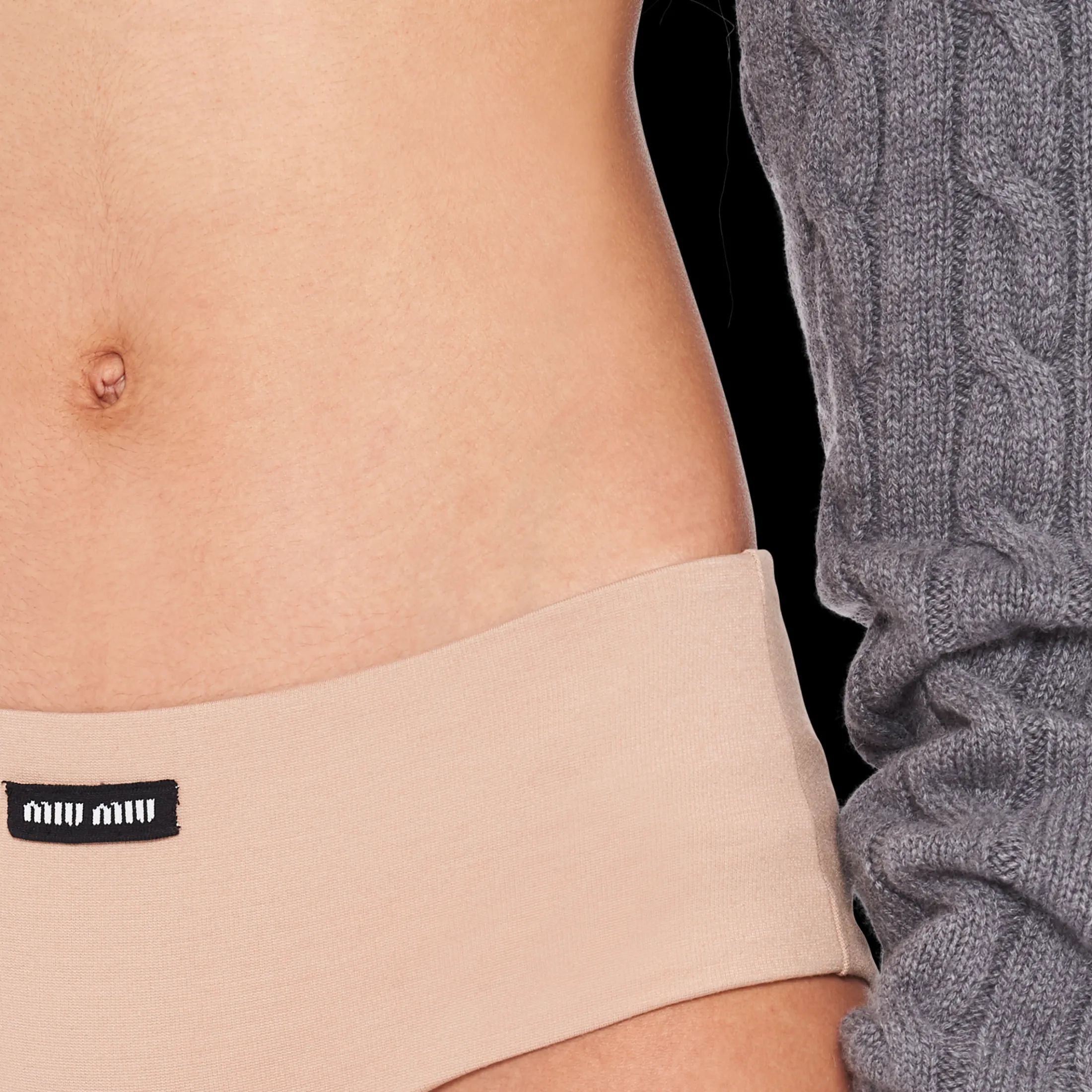 Powder Pink Jersey Panty With Logo | Miu Miu