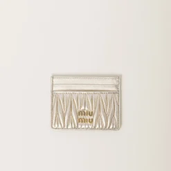 Pyrite Matelassé Nappa Leather Card Holder | Miu Miu