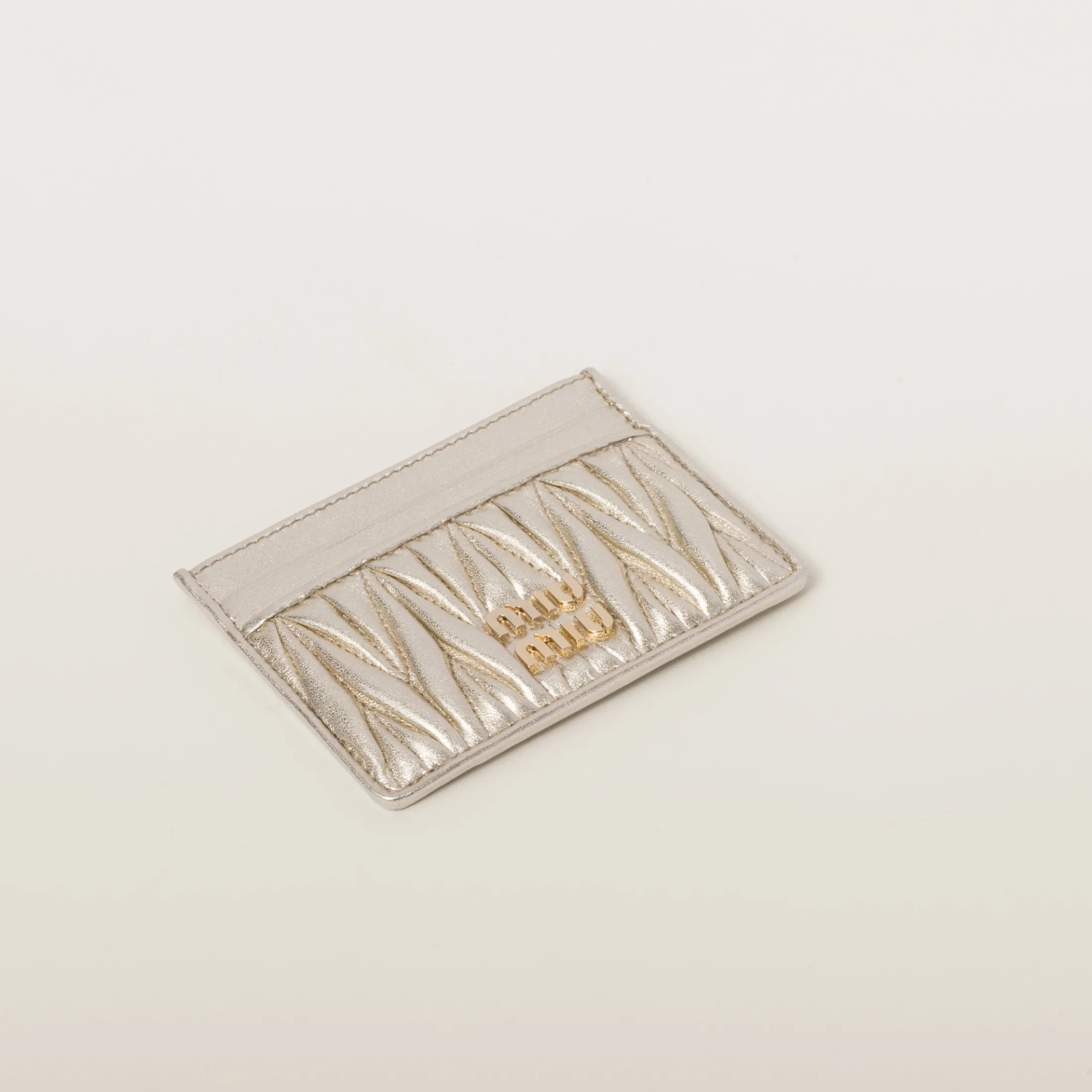 Pyrite Matelassé Nappa Leather Card Holder | Miu Miu