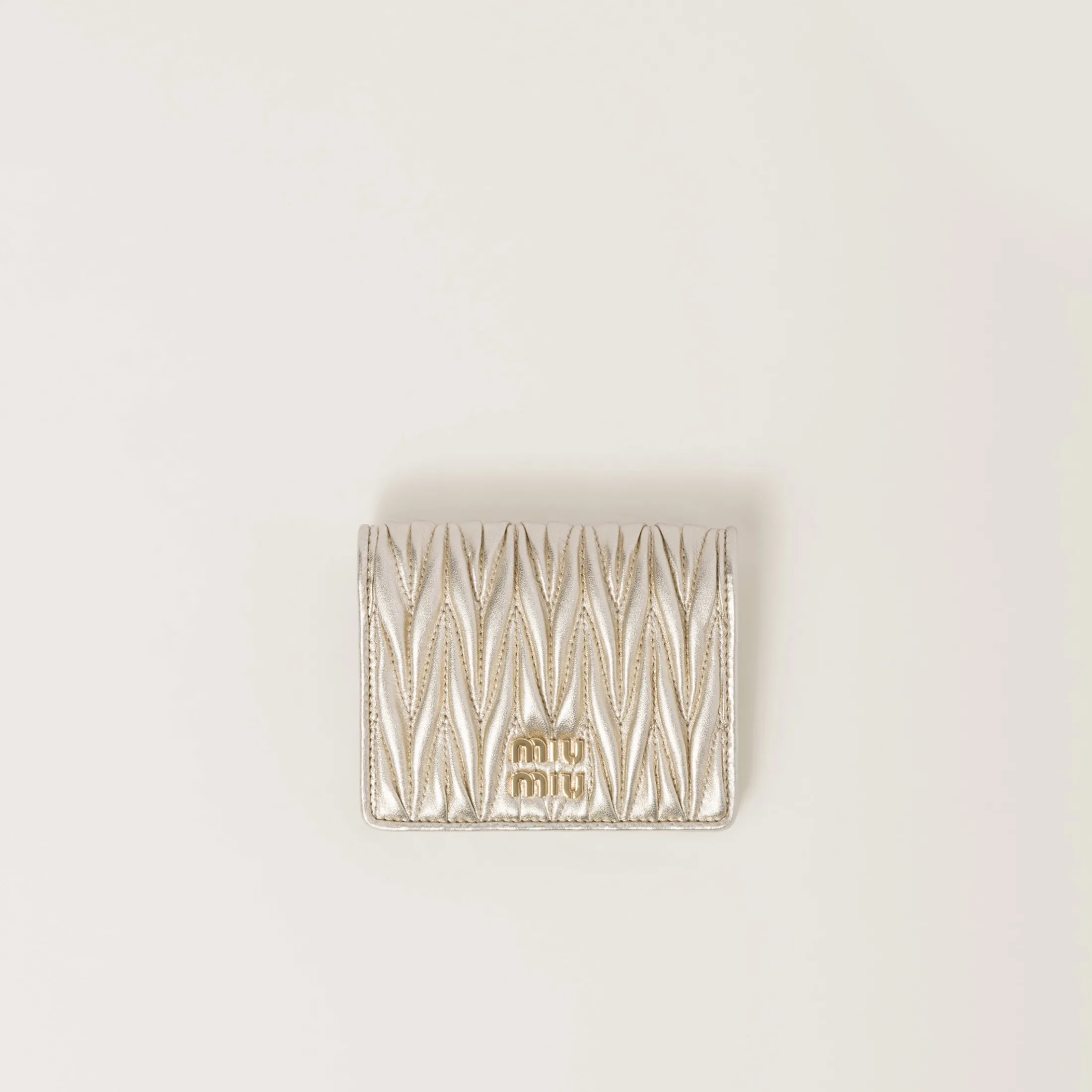 Pyrite Small Matelassé Nappa Leather Wallet | Miu Miu