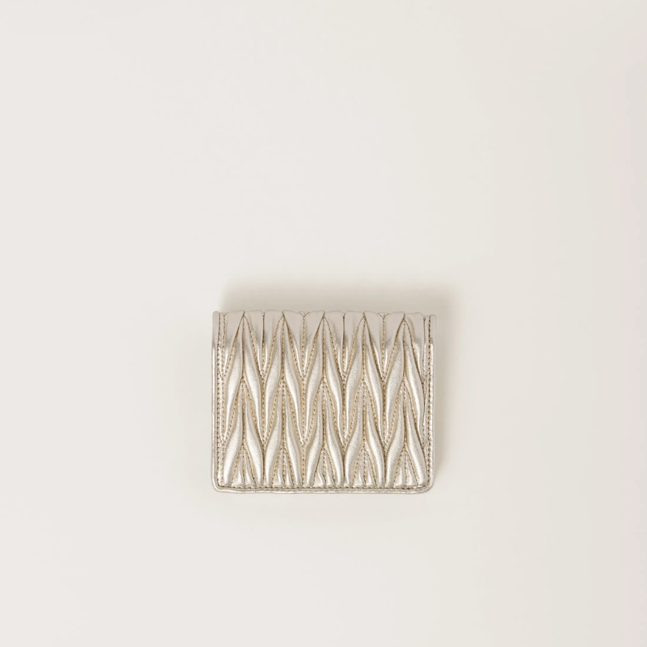 Pyrite Small Matelassé Nappa Leather Wallet | Miu Miu