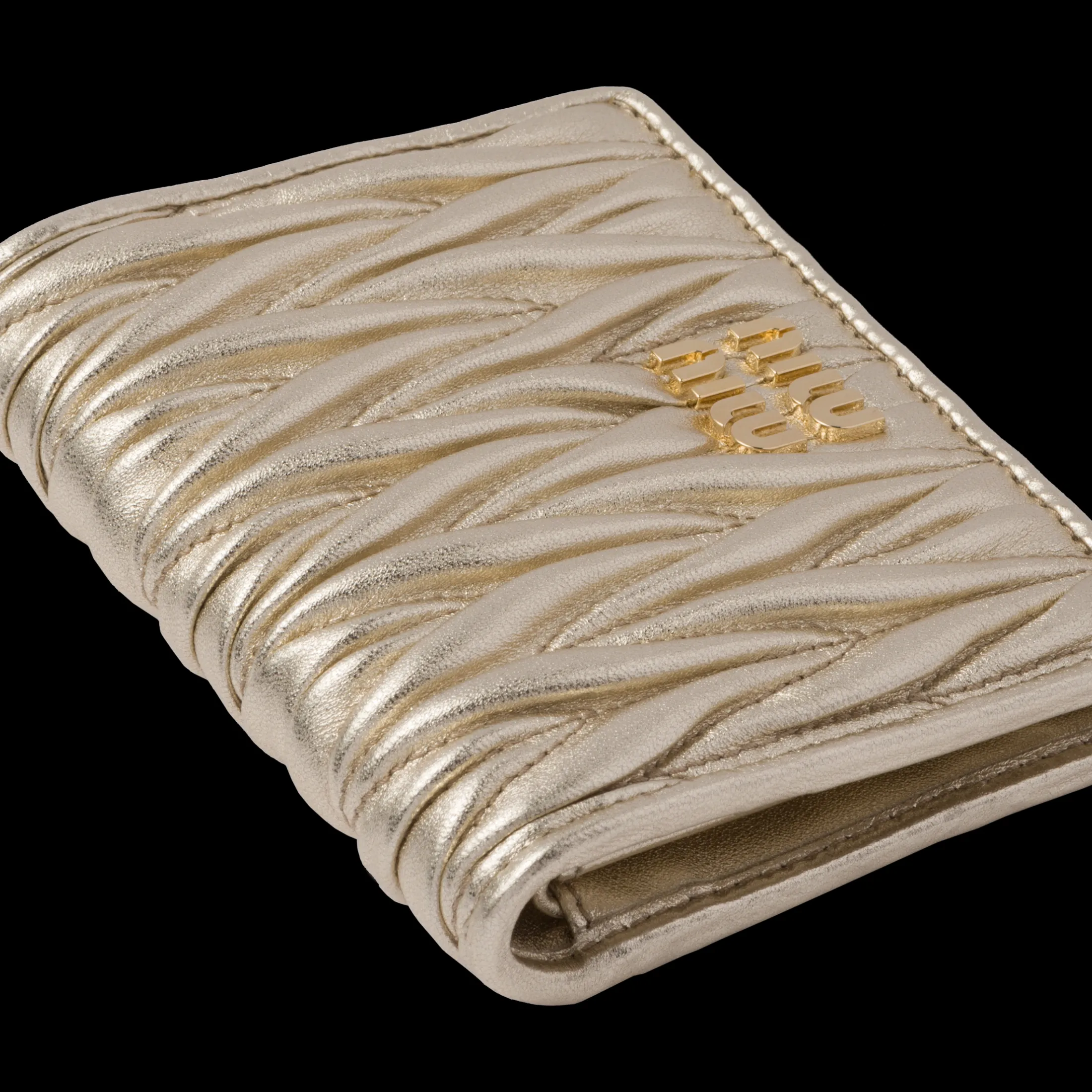 Pyrite Small Matelassé Nappa Leather Wallet | Miu Miu