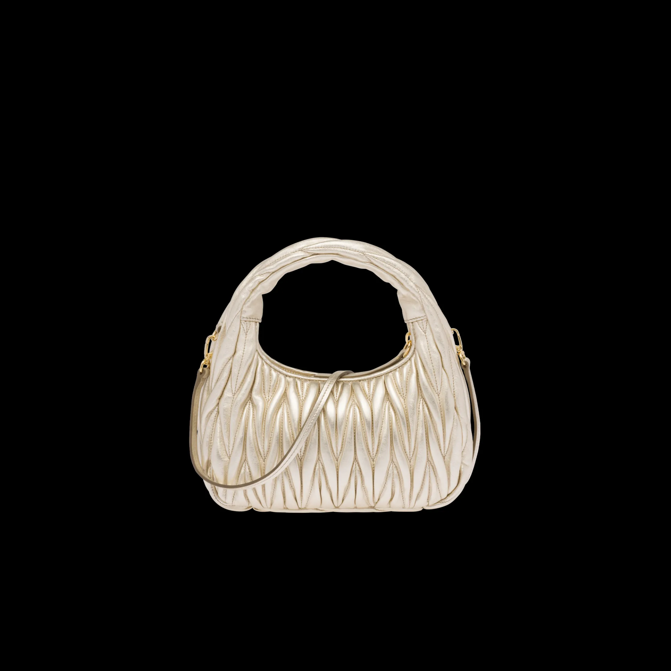 Pyrite Wander Matelassé Nappa Leather Hobo Bag | Miu Miu