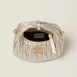 Pyrite Wander Matelassé Nappa Leather Micro Hobo Bag | Miu Miu