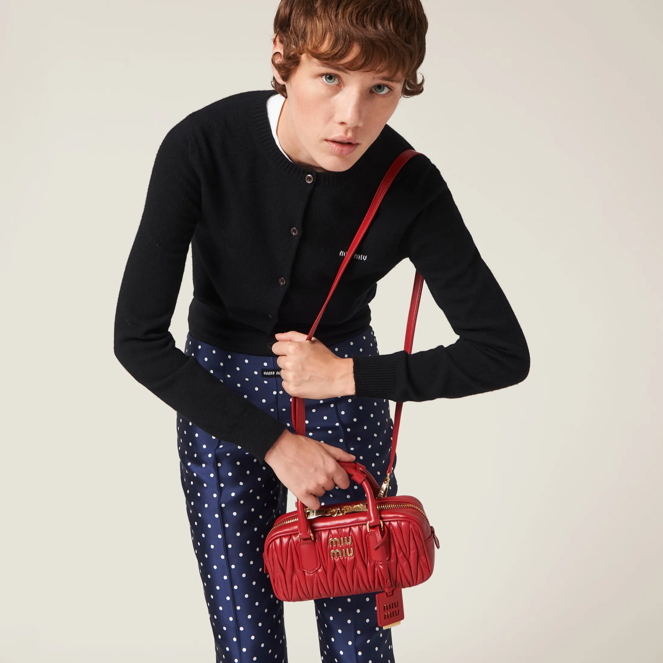 Red Arcadie Matelassé Nappa Leather Bag | Miu Miu