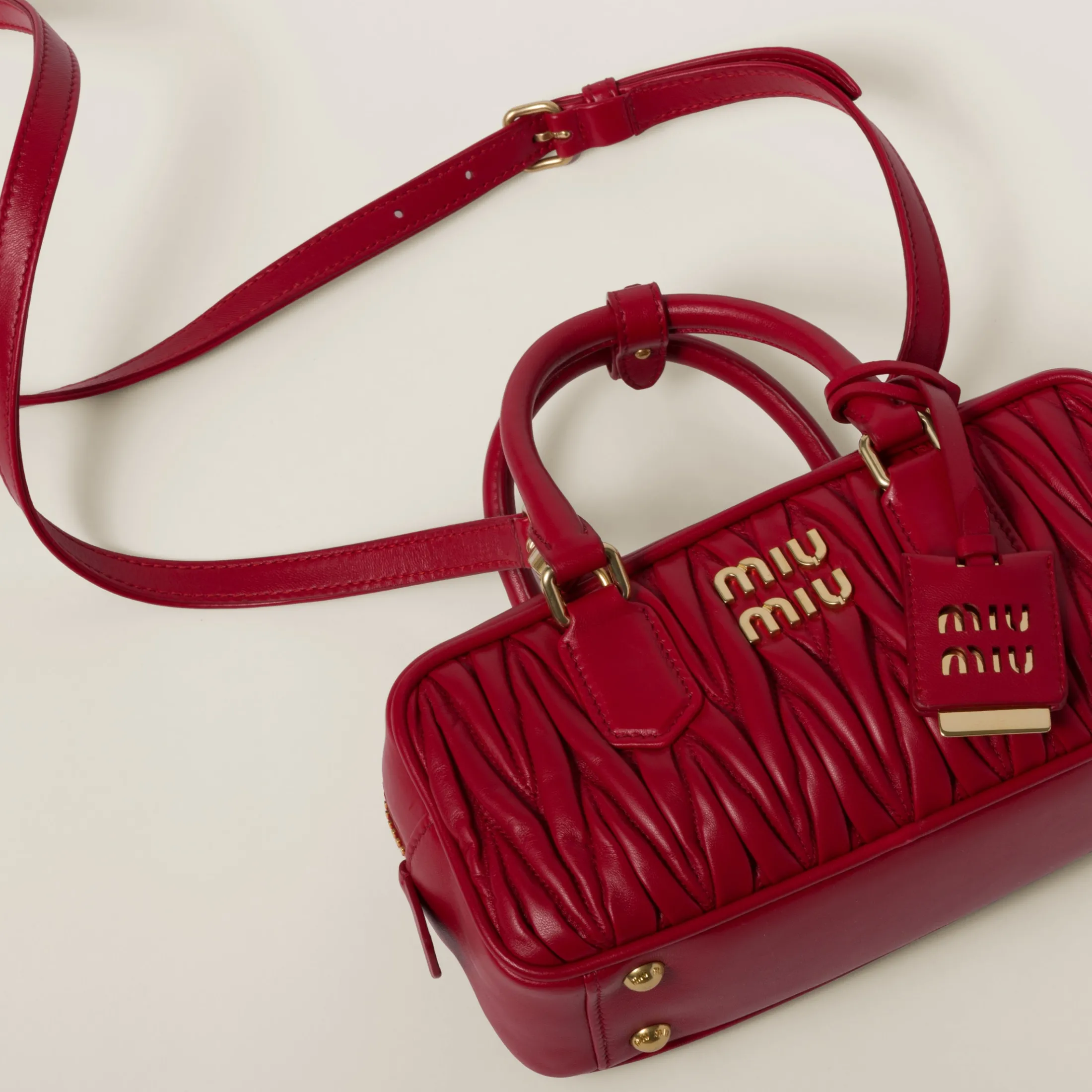 Red Arcadie Matelassé Nappa Leather Bag | Miu Miu