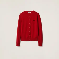 Red Cashmere Knit Cardigan | Miu Miu