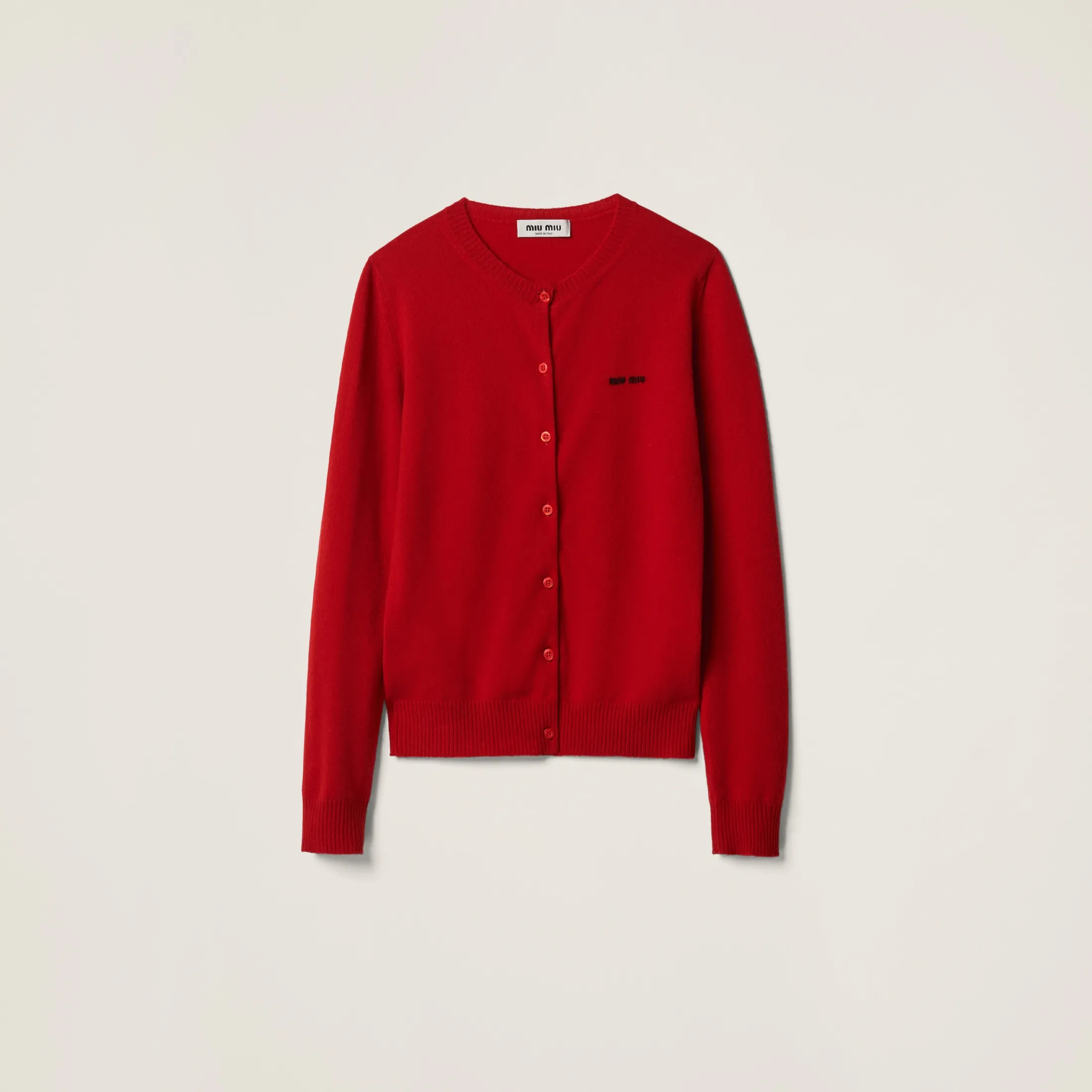 Red Cashmere Knit Cardigan | Miu Miu