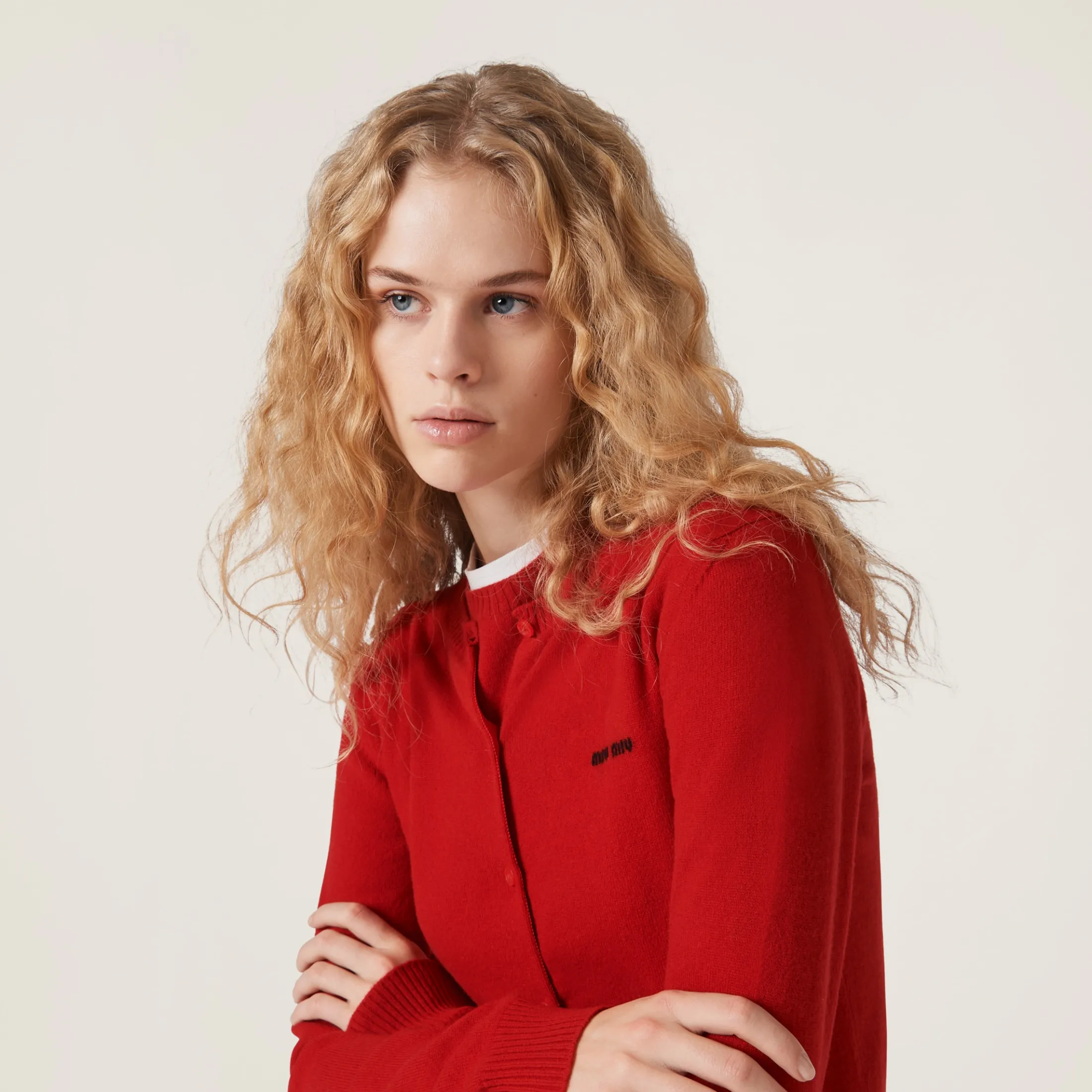Red Cashmere Knit Cardigan | Miu Miu