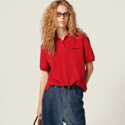 Red Cotton Piqué Polo Shirt | Miu Miu