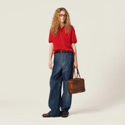 Red Cotton Piqué Polo Shirt | Miu Miu