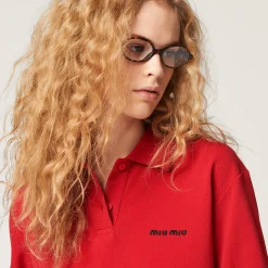 Red Cotton Piqué Polo Shirt | Miu Miu
