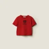 Red Embroidered Cotton T-shirt | Miu Miu