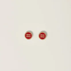 Red Enameled Metal Earrings | Miu Miu