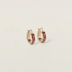 Red Enameled Metal Earrings | Miu Miu
